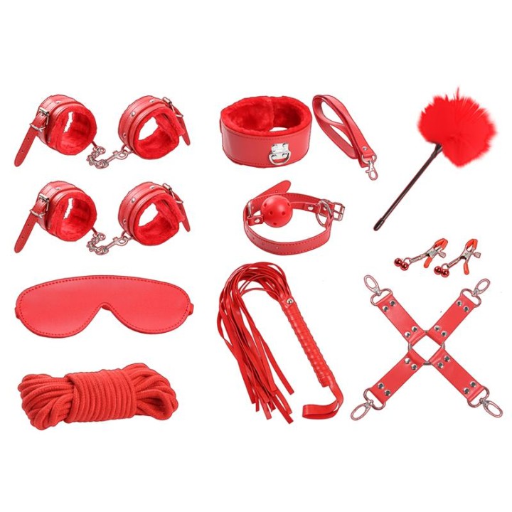 Conjunto de Bondage de 10 Peças Vermelho