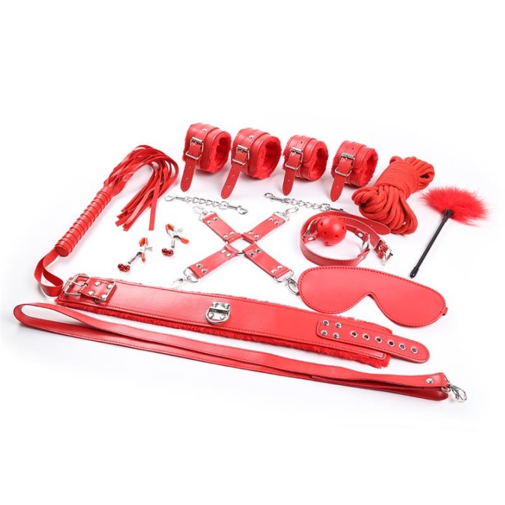 Conjunto de Bondage de 10 Peças Vermelho