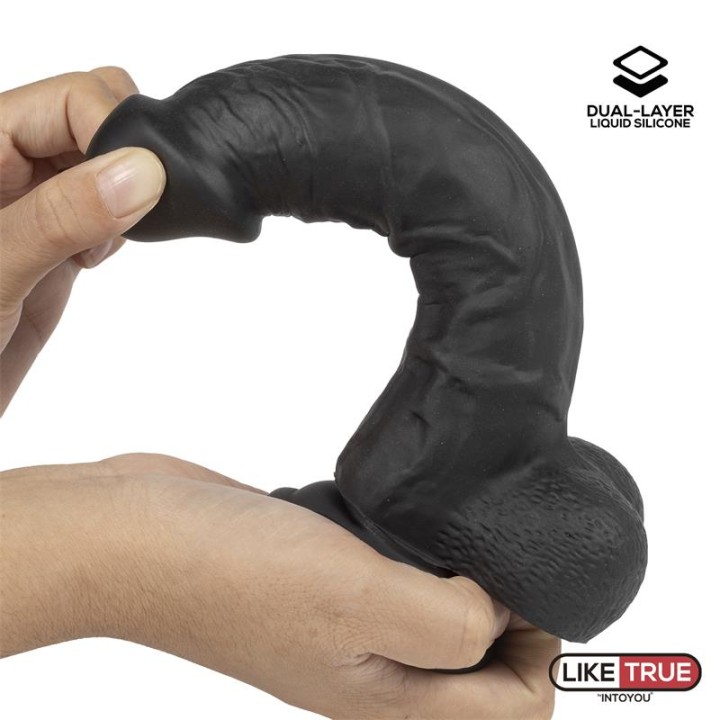 Dildo Realista Silicone Líquido Dupla Camada 8" Negro