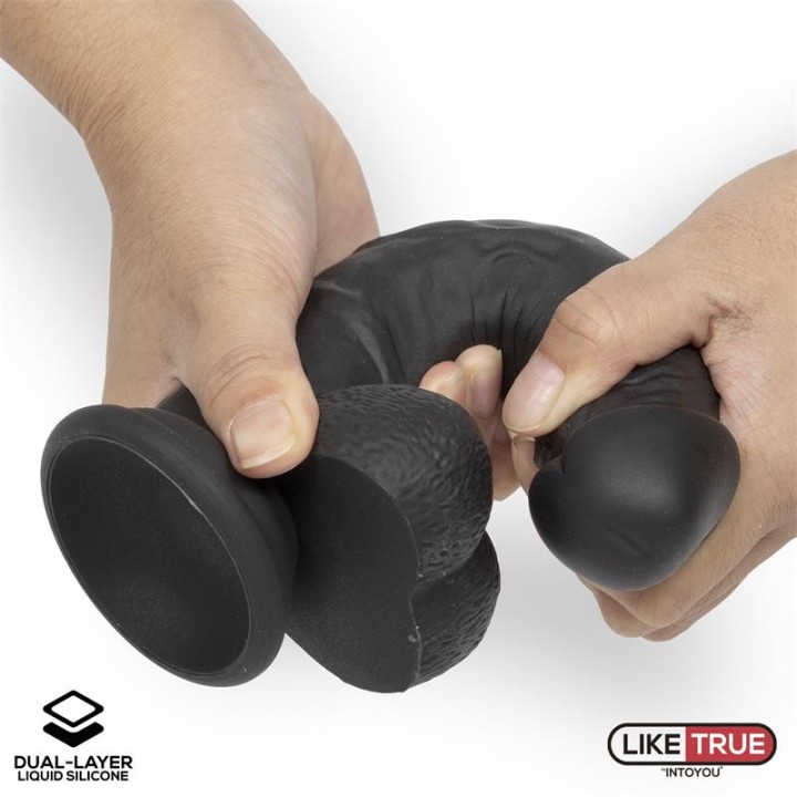 Dildo Realista Silicone Líquido Dupla Camada 8" Negro