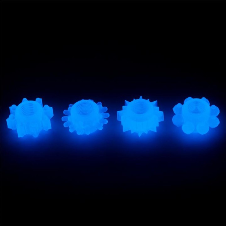 Conjunto Lumino Play 4 Anéis para Pénis Luz Azul