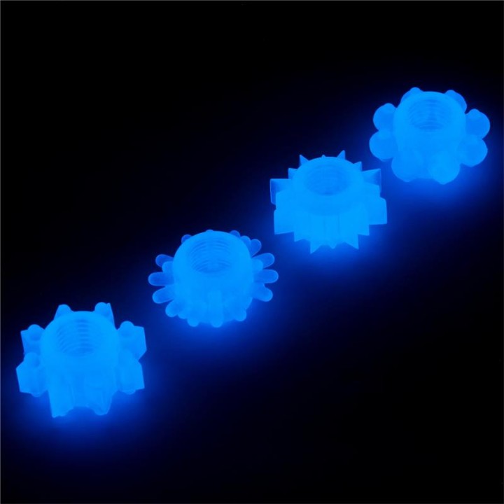 Conjunto Lumino Play 4 Anéis para Pénis Luz Azul