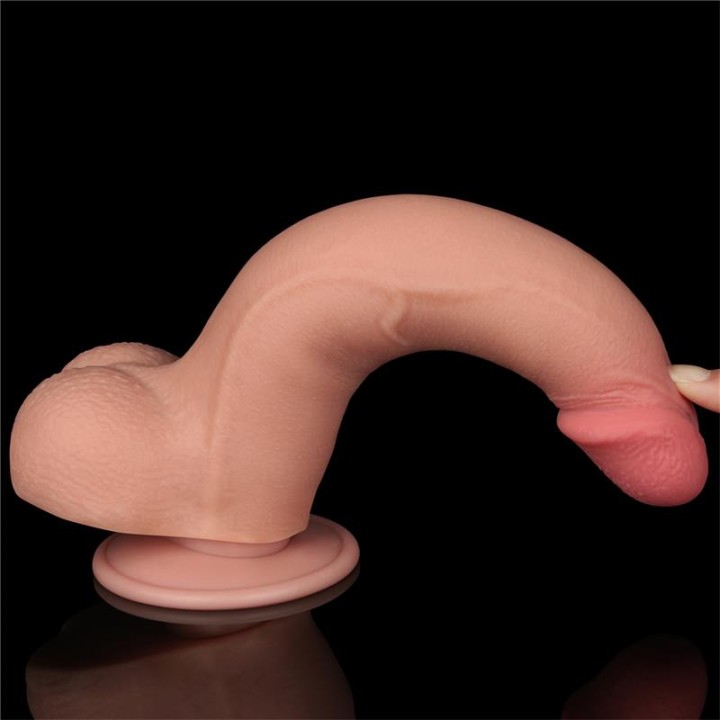 Dildo Dupla Densidade Pele Deslizante Retrátil 22 cm