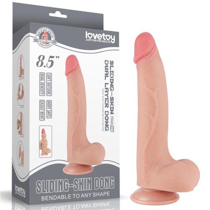 Dildo Dupla Densidade Pele Deslizante Retrátil 22 cm