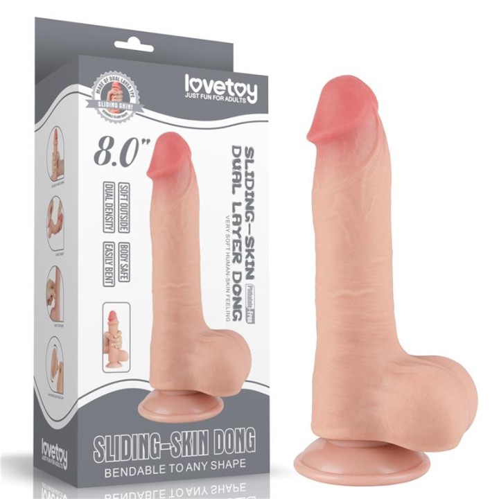 Dildo Dupla Camada Pele Deslizante Retrátil 8