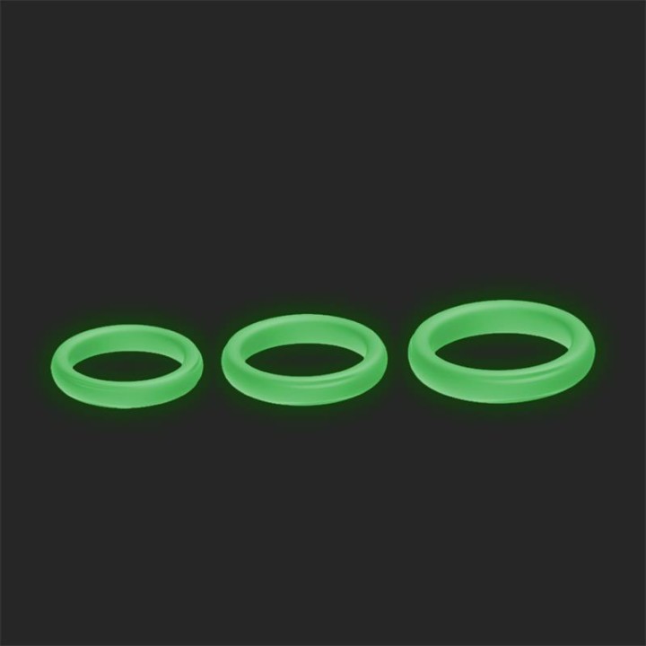 Conjunto de 3 Anéis para Pénis Brilha no Escuro