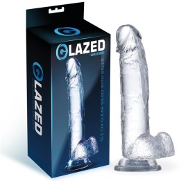 Dildo Realista com Testículos em Material Cristalino 15,5 cm