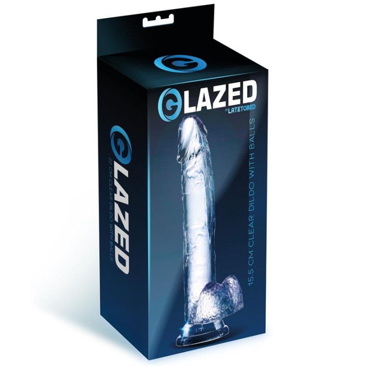 Dildo Realista com Testículos em Material Cristalino 15,5 cm