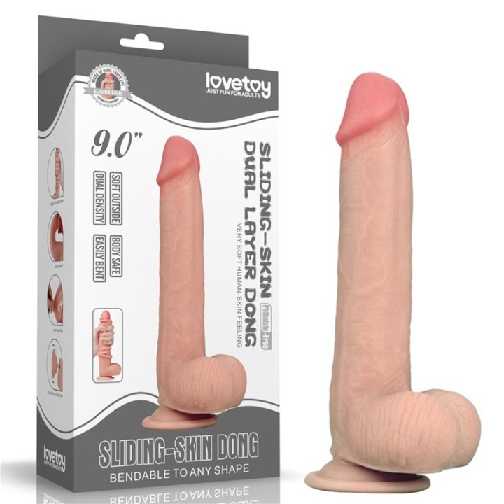 Dildo com Pele Retrátil 9" Natural