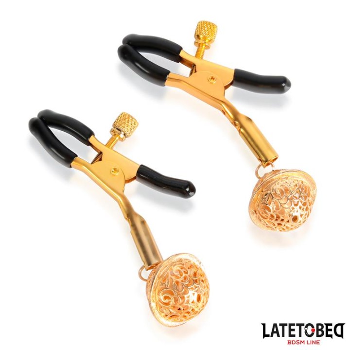 Pinças para Mamilos com Guizos Dourado e Preto