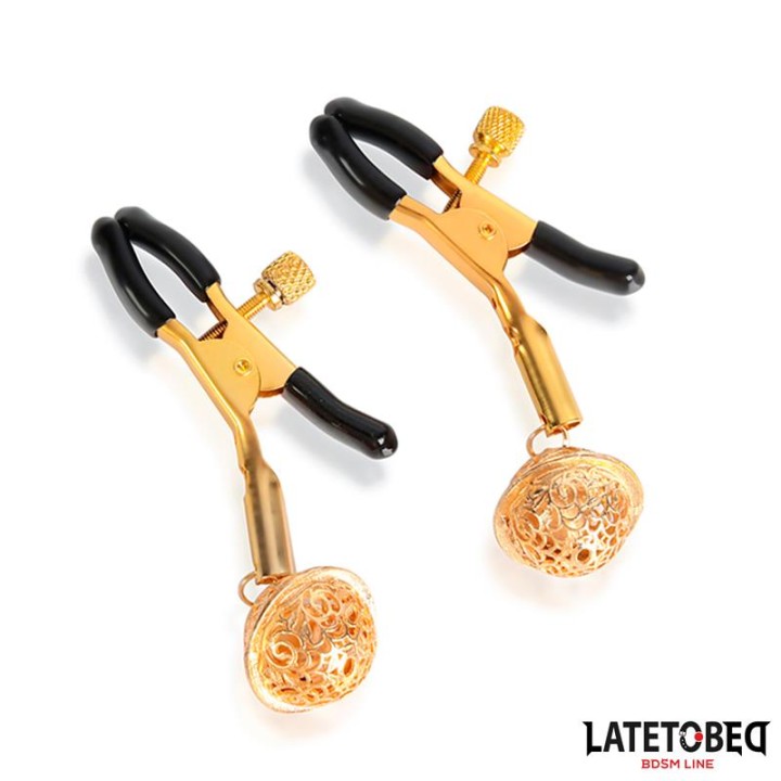 Pinças para Mamilos com Guizos Dourado e Preto