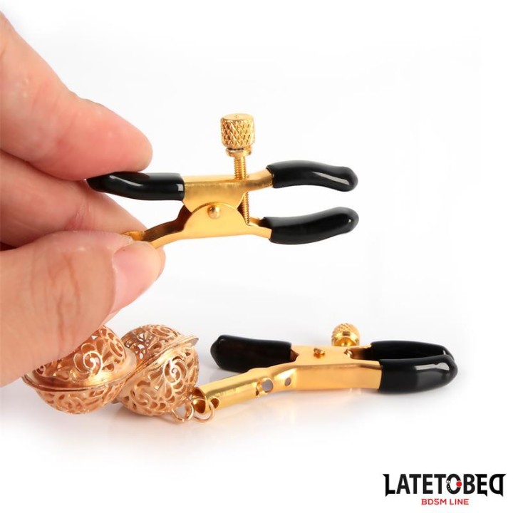 Pinças para Mamilos com Guizos Dourado e Preto