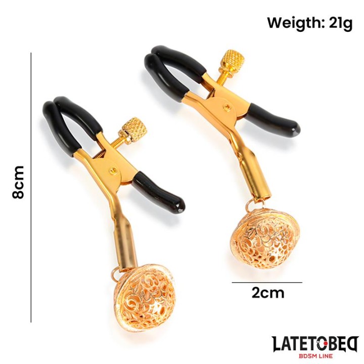 Pinças para Mamilos com Guizos Dourado e Preto