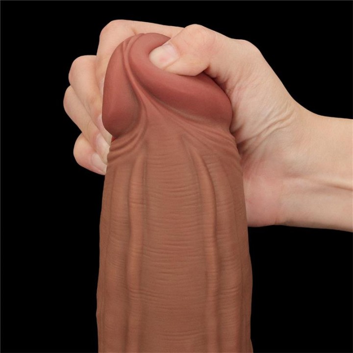 Dildo Dupla Densidade Pele Deslizante Retrátil 12"