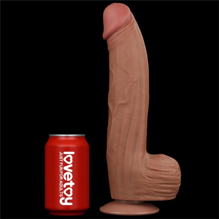 Dildo Dupla Densidade Pele Deslizante Retrátil 12"