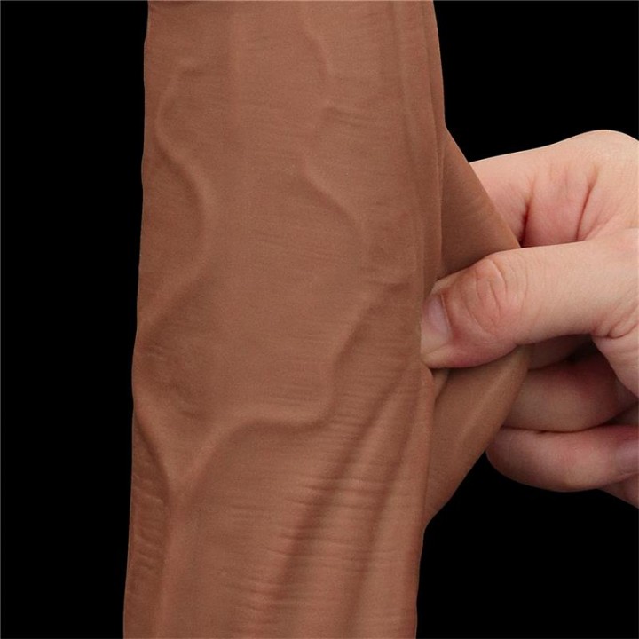 Dildo Dupla Densidade Pele Deslizante Retrátil 12"