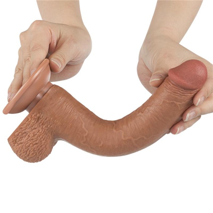 Dildo com Pele Retrátil 9 Bronzeado