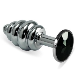 Plug Anal em Espiral Rosebud com Joia Negra