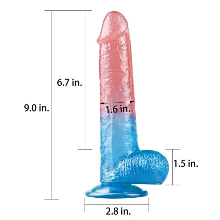 Dildo Dazzle Studsv 9 Rosa e Azul
