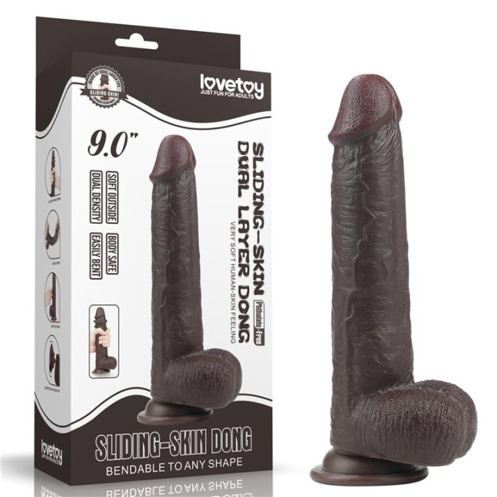 Dildo com Pele Retrátil 9 Negro