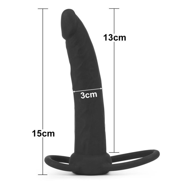 Dildo Anal com Duplo Anel Preto
