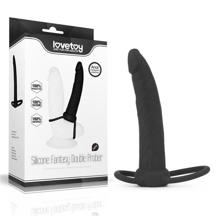 Dildo Anal com Duplo Anel Preto