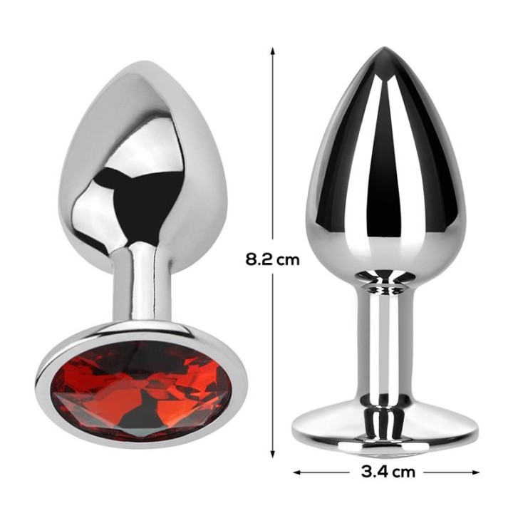 Plug Anal com Joia Vermelho Rubi Tamanho M Alumínio