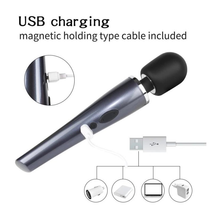 Vibrador de Mão Relyme USB Silicone Preto