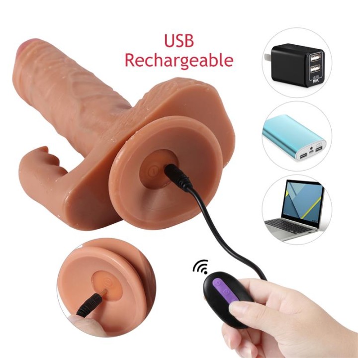 Austin Dildo com 10 Modos de Vibração e Estimulador de Clítoris
