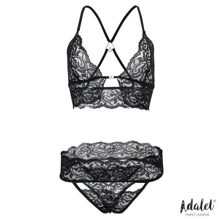 Conjunto Ella: Soutien, Tanga, Máscara e Algemas em Renda