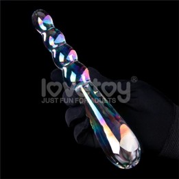 Dildo de Cristal Twilight Gleam Rising Ripples que Brilha no Escuro