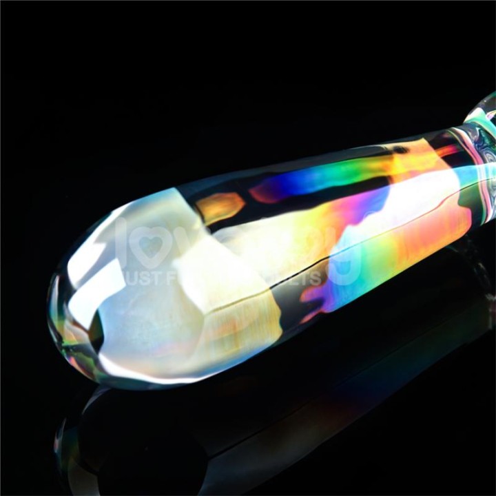 Dildo de Cristal Twilight Gleam Rising Ripples que Brilha no Escuro