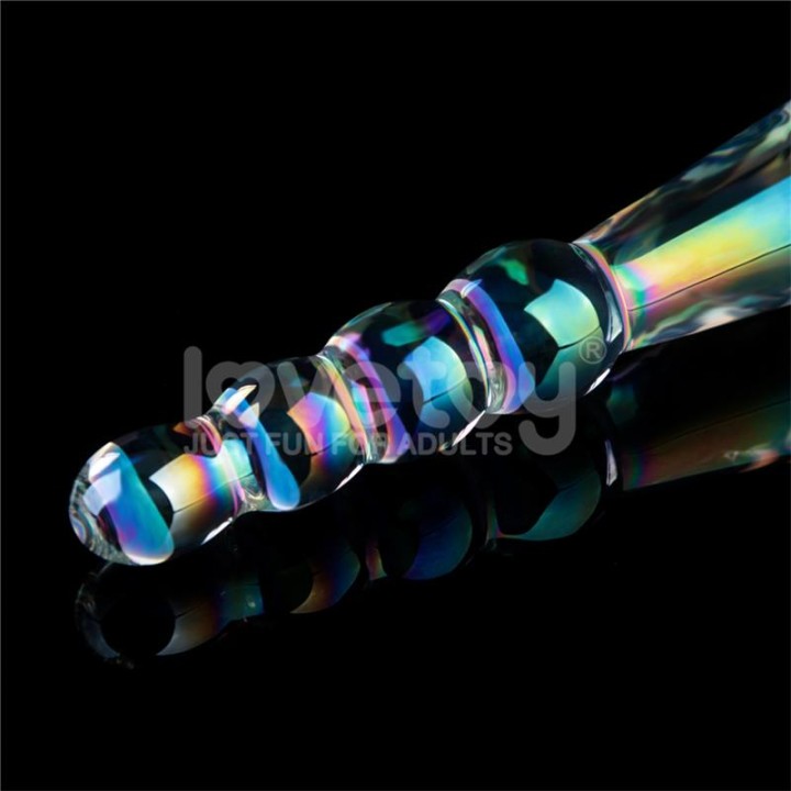 Dildo de Cristal Twilight Gleam Rising Ripples que Brilha no Escuro