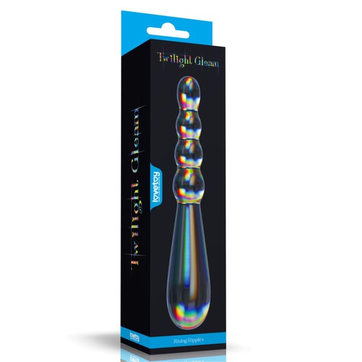 Dildo de Cristal Twilight Gleam Rising Ripples que Brilha no Escuro