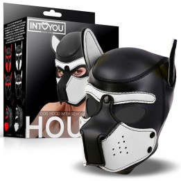 Máscara de Cão Hound Neopreno Focinho Extraível Preto/Branco Tamanho Único