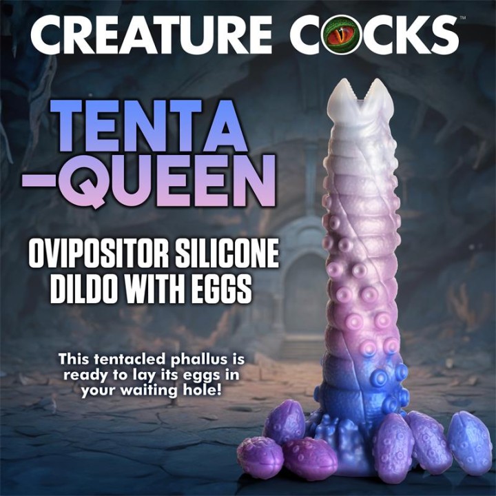 Tenta-Queen Dildo Ovipositor com 6 Ovos