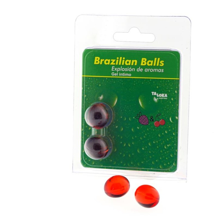 TALOKA - 2 BRAZILIAN BALLS STRAWBERRY & CHERRY INTIMATE GEL
