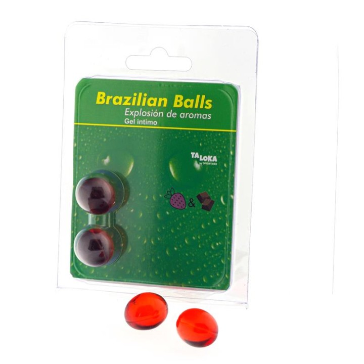 TALOKA - 2 BRAZILIAN BALLS STRAWBERRY & CHOCOLATE INTIMATE GEL