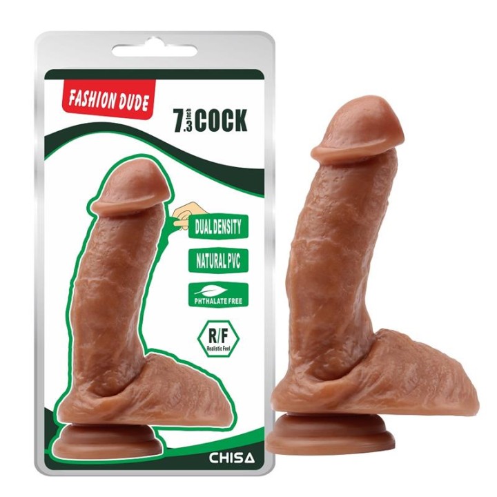 Dildo Dupla Densidade Fashion Dude 18.5 x 4.3 cm Castanho Claro