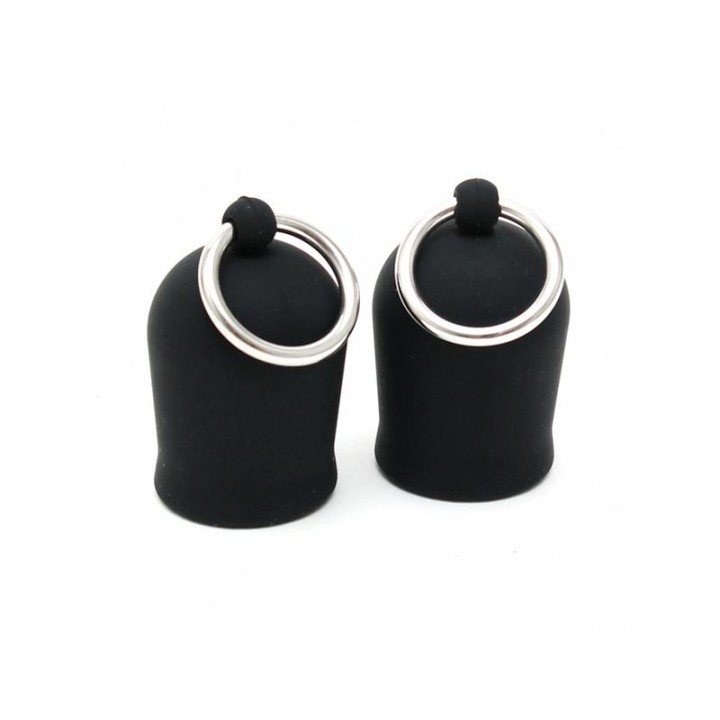 Sucção para Mamilos com Anéis em Silicone Preto