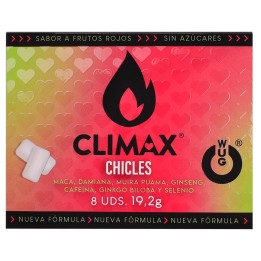 WUG Climax - Functional chewing gum with Maca, Damiana and Ginseng to enhance desire and intimate vitality. BLISTER 8 UNITS