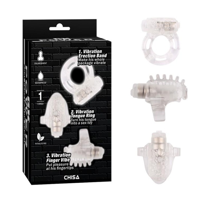 Kit 3 Anéis para Pénis Teasers Ring Kit