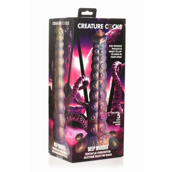 Dildo Ovoposição com 5 Ovos Deep Invader Tentacle