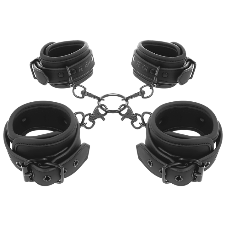 FETISH SUBMISSIVE - SET OF HAND AND ANKLE HANDCUFFS WITH NOPRENE LINING