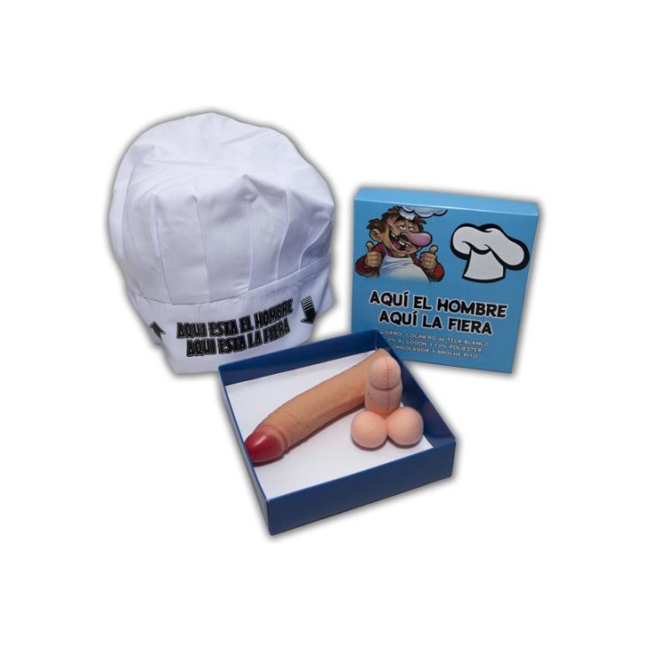 Conjunto Gorro de Cozinheiro, Broche e Estimulador
