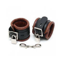 Algemas para Pés em Pele Preto e Castanho 7cm com Cadeados