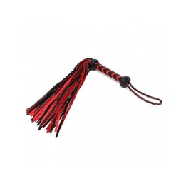 Flogger Trançado Pele Preto Vermelho