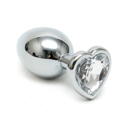 Plug Anal Aço Inoxidável Cristal Coração Transparente