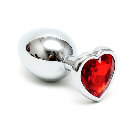 Plug Anal Aço Inoxidável Cristal Coração Vermelho