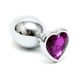 Plug Anal Aço Inoxidável Cristal Coração Roxo